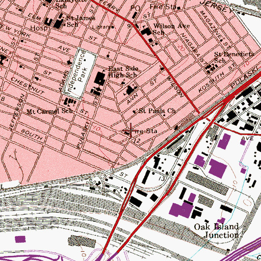 Topographic Map of Newark Fire Department Engine 27, NJ