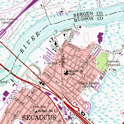 Topographic Map of Secaucus Fire Department Company 2, NJ