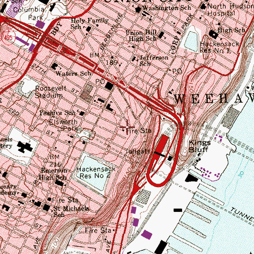 Topographic Map of North Hudson Regional Fire and Rescue Safety 1, NJ