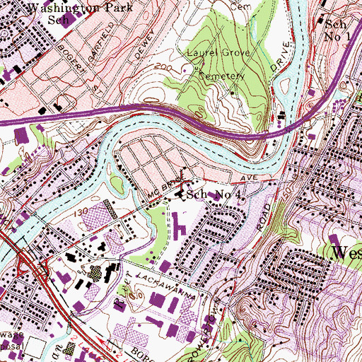 Topographic Map of West Paterson Fire Department Passaic Valley Hose Company 2, NJ