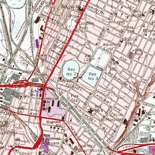 Topographic Map of Jersey City Fire Department Engine 7 Ladder 3, NJ