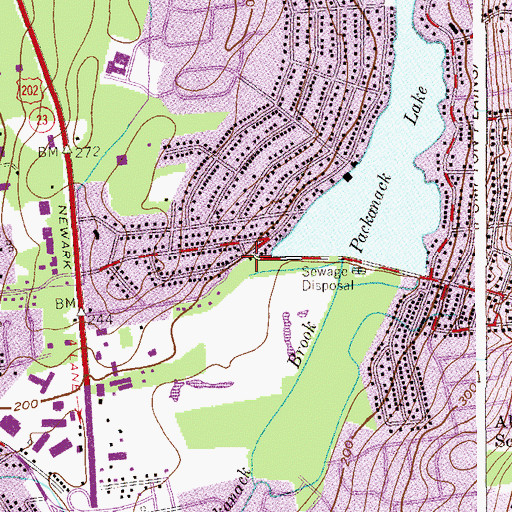 Topographic Map of Wayne Fire Department Packanack Lake Fire Company 5, NJ