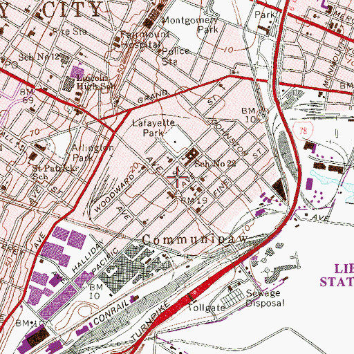 Topographic Map of Jersey City Fire Department Engine 10 Ladder 12, NJ