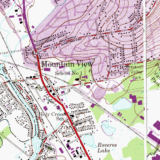 Topographic Map of Wayne Fire Department Community Fire Company 1, NJ