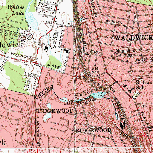 Topographic Map of Waldwick Fire Department Engine 634, NJ