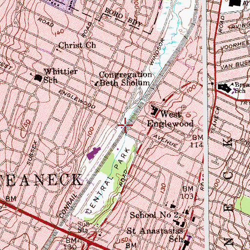Topographic Map of Teaneck Fire Station 4, NJ
