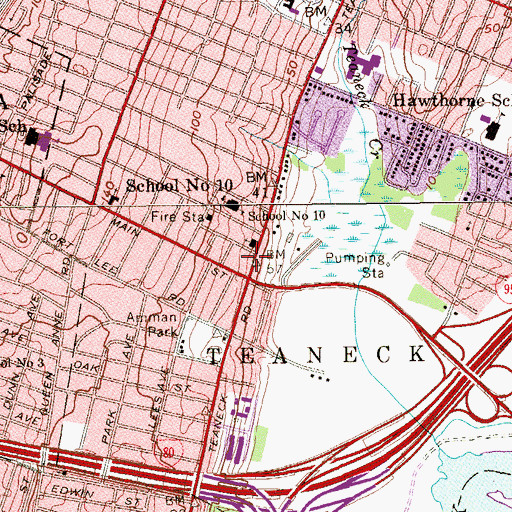 Topographic Map of Teaneck Fire Station 3, NJ