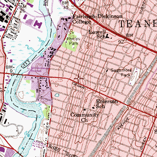 Topographic Map of Teaneck Fire Department Company 2, NJ