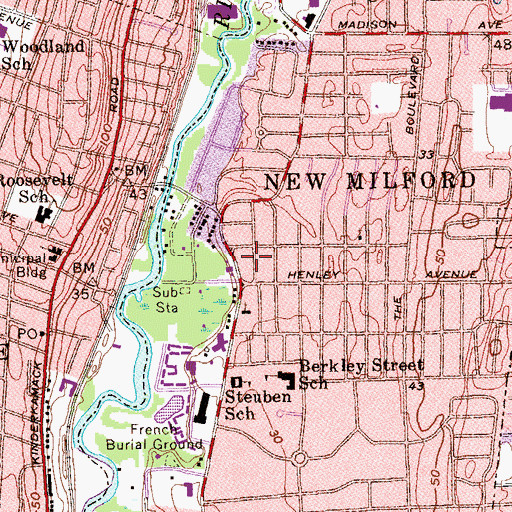 Topographic Map of New Milford Fire Department Company 2, NJ