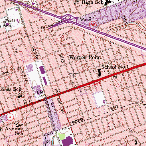 Topographic Map of Fair Lawn Fire Department Company 3, NJ