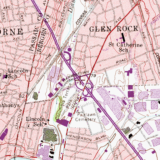 Topographic Map of Fair Lawn Fire Station Number 2, NJ