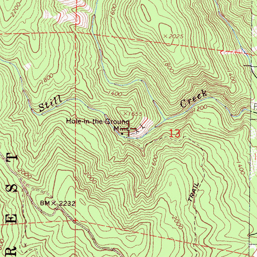Topographic Map of Hole-In-The Ground Mine, CA
