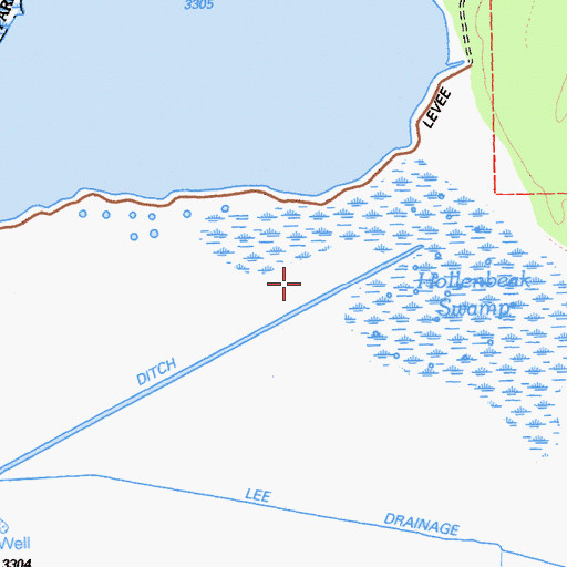 Topographic Map of Hollenbeak Swamp, CA
