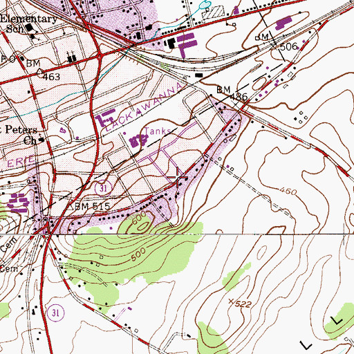 Topographic Map of Washington Township Volunteer Fire Department Station 2, NJ