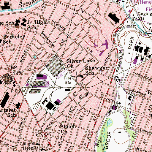 Topographic Map of Belleville Fire Department Station 3, NJ