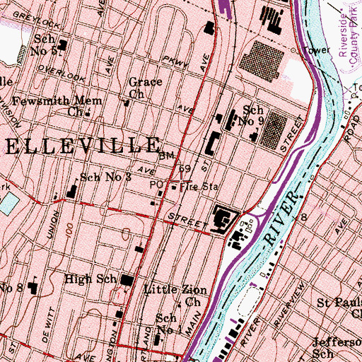 Topographic Map of Belleville Fire Department Station 2, NJ