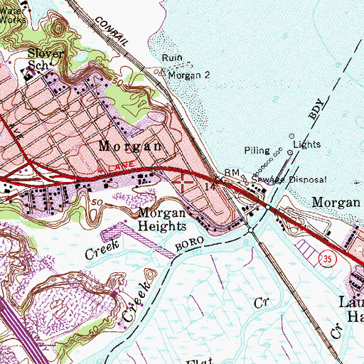 Topographic Map of Sayreville Fire Department Morgan Hose and Chemical Company, NJ