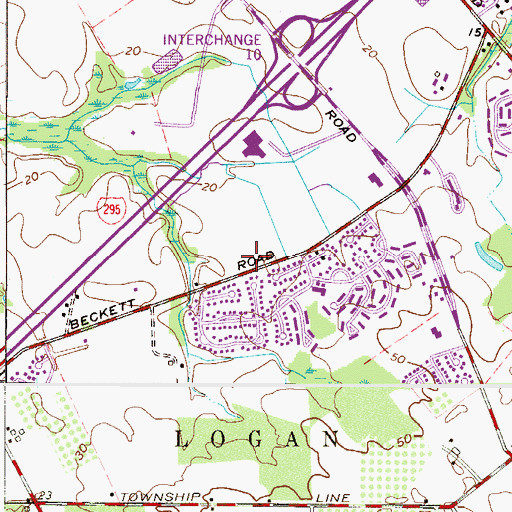 Topographic Map of Bridgeport Volunteer Fire Department Station 2, NJ