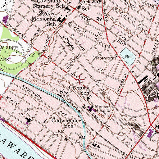 Topographic Map of Trenton Fire and Emergency Services Engine 8, NJ