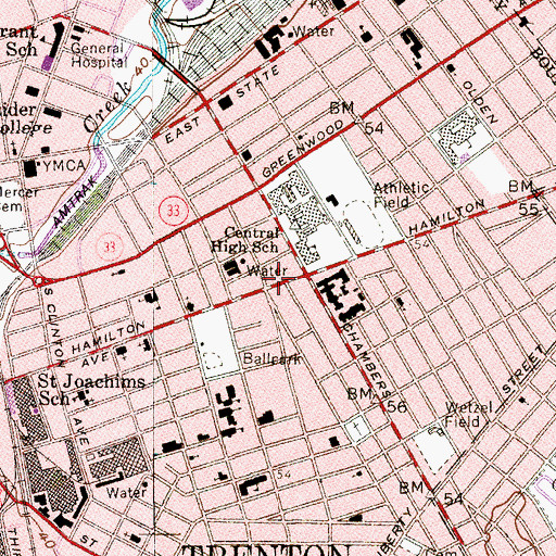 Topographic Map of Trenton Fire and Emergency Services Department Engine 7, NJ