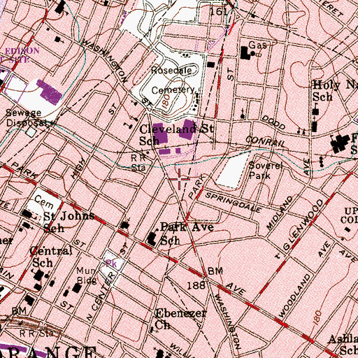 Topographic Map of Orange Fire Department Station 2, NJ