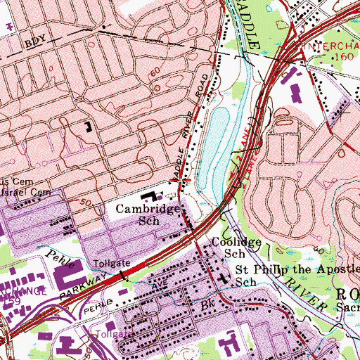 Topographic Map of Saddle Brook Volunteer Fire Department Engine Company 1, NJ