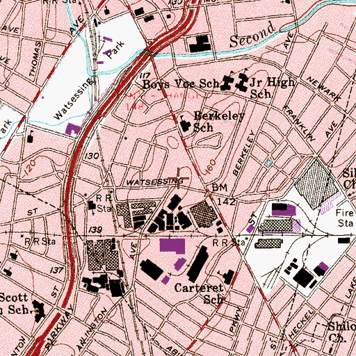 Topographic Map of Bloomfield Fire Department Station Number 2, NJ