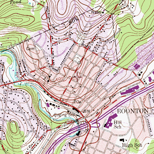 Topographic Map of Boonton Fire Department Boonton Avenue Firehouse, NJ