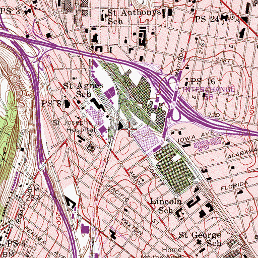 Topographic Map of Paterson Fire Department Southside Firehouse, NJ