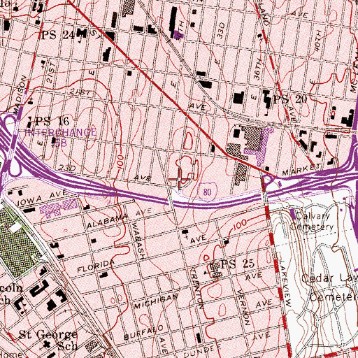 Topographic Map of Paterson Fire Department Lakeview Firehouse, NJ