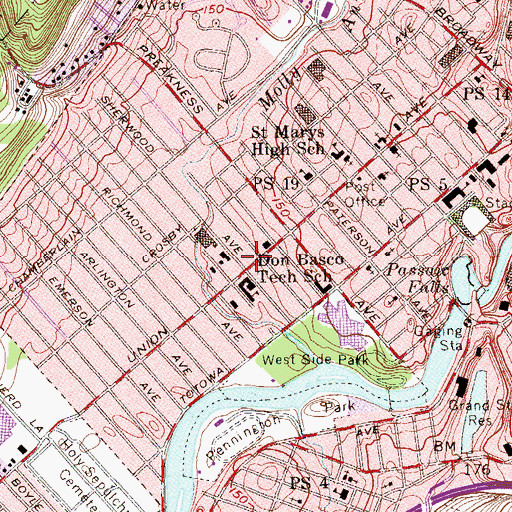 Topographic Map of Paterson Fire Department Hillcrest Firehouse, NJ