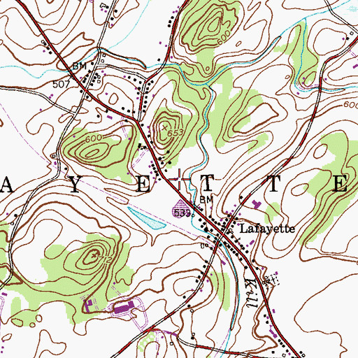 Topographic Map of Lafayette Township Fire Department, NJ