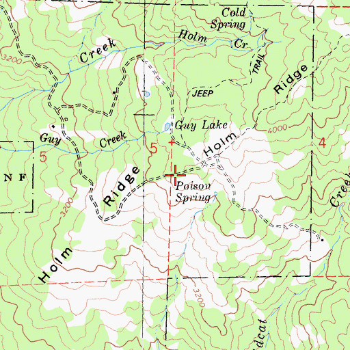 Topographic Map of Holm Ridge, CA
