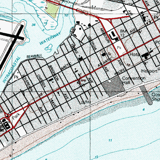 Topographic Map of Atlantic City Fire Department Station 4, NJ