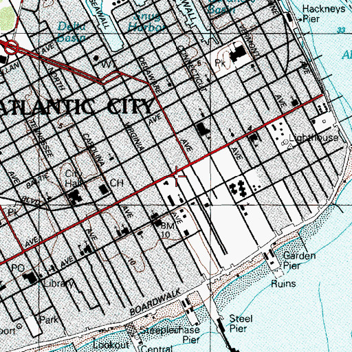 Topographic Map of Atlantic City Fire Department Station 1, NJ