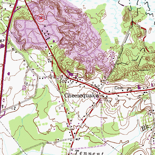 Topographic Map of Cheesequake Volunteer Fire Company Station 1, NJ