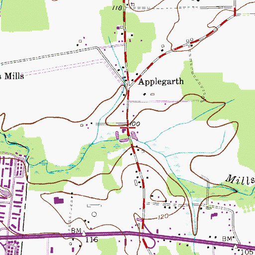 Topographic Map of Applegarth Volunteer Engine Co. #1, NJ