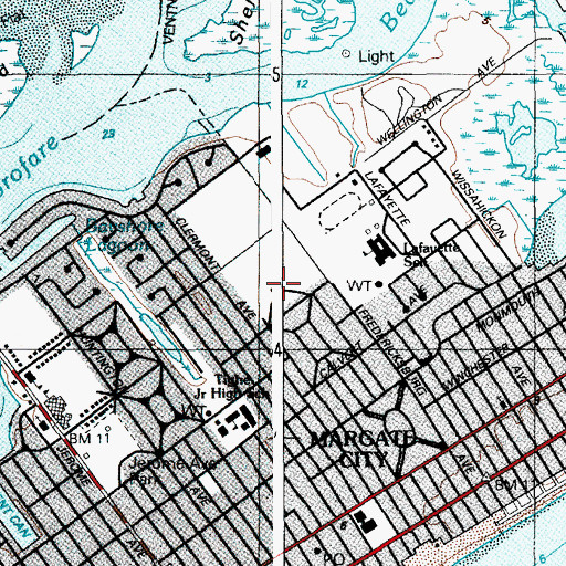 Topographic Map of Margate City Fire Department Station 2, NJ