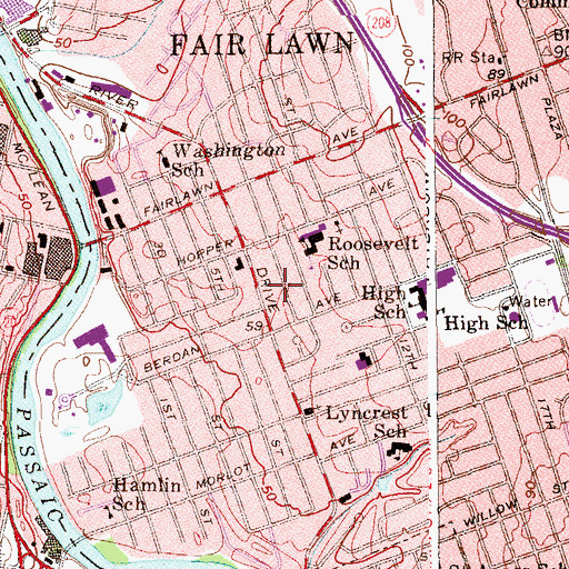 Topographic Map of Fair Lawn Fire Department Company Number 1, NJ