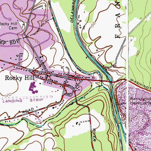 Topographic Map of Rocky Hill Hook and Ladder Company, NJ