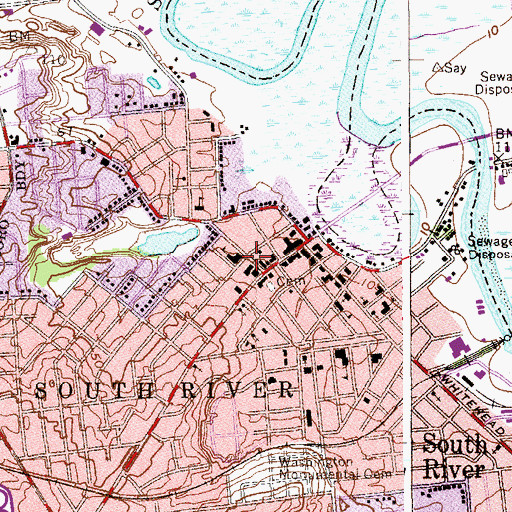 Topographic Map of South River Rescue Squad, NJ