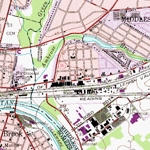 Topographic Map of Middlesex Fire Department - Pierce Hose Company 3, NJ