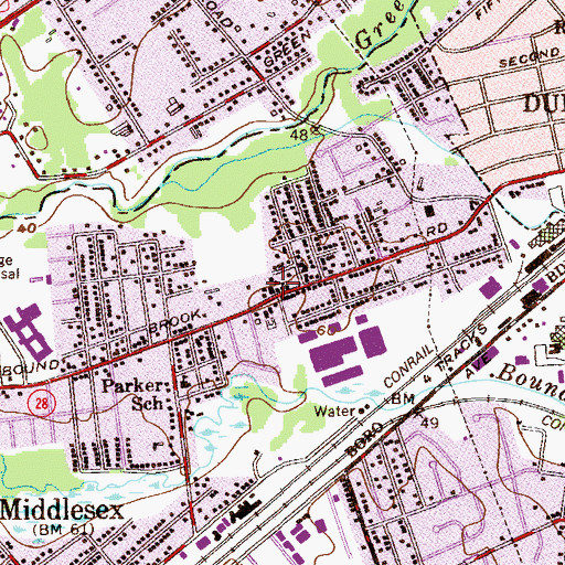 Topographic Map of Middlesex Fire Department Parker Aerial Company 4, NJ
