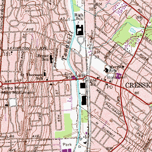 Topographic Map of Cresskill Fire Department, NJ