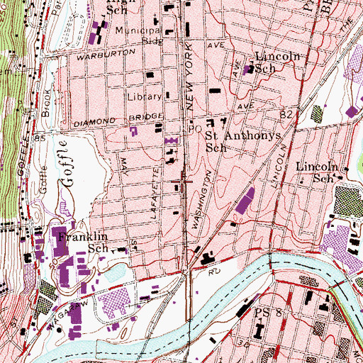 Topographic Map of Hawthorne Volunteer Fire Department Tower Company 2, NJ