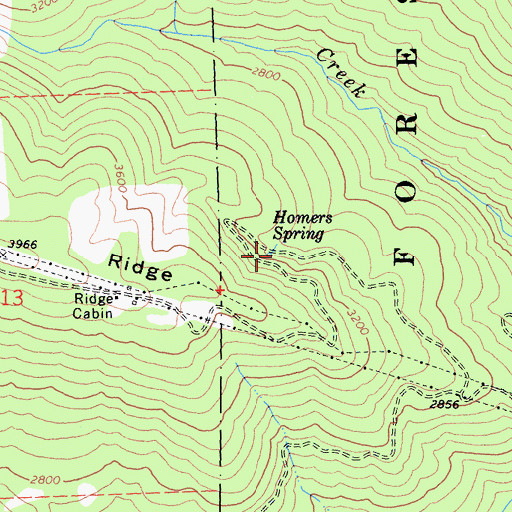 Topographic Map of Homers Spring, CA