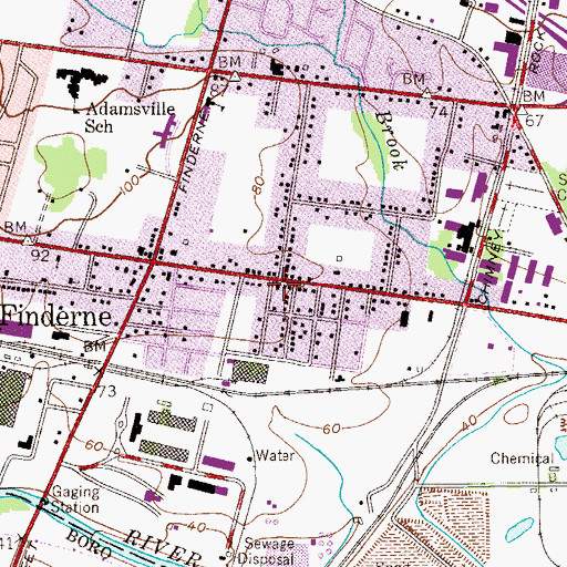 Topographic Map of Finderne Fire Department, NJ