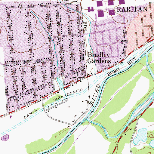 Topographic Map of Bradley Gardens Volunteer Fire Department, NJ