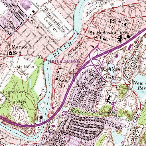 Topographic Map of West Paterson Fire Department West Park Hose Company 1, NJ