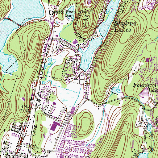 Topographic Map of Skyline Lakes Volunteer Fire Department, NJ
